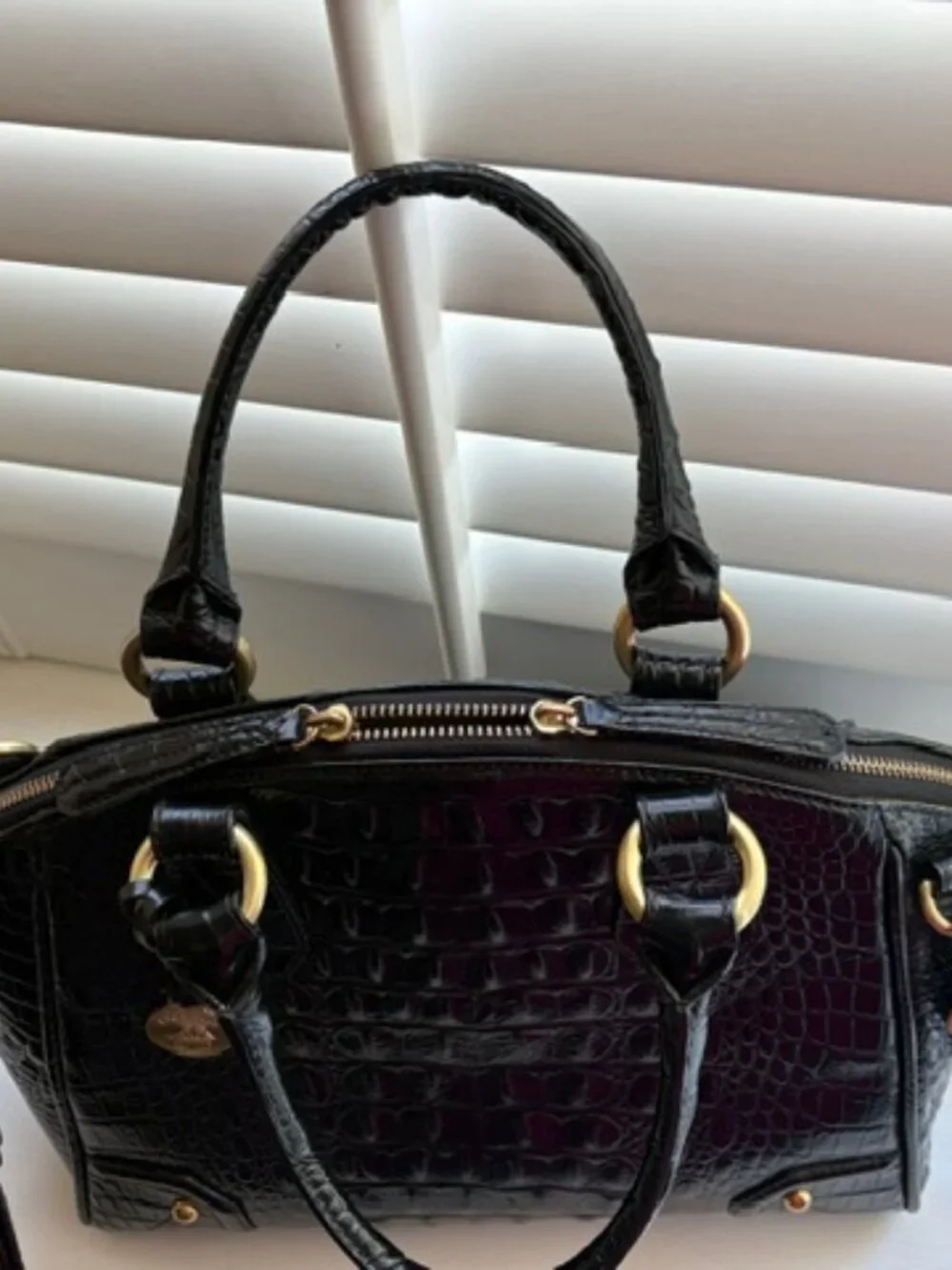Brahmin Tyler Black Melbourne Leather Satchel